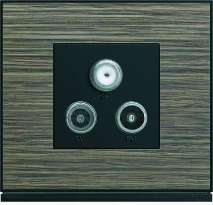 Hager Night Gallery TV-Antenna Socket Front in Black Color WXD256N