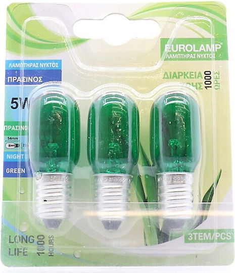 Eurolamp Λαμπάκι Νυκτός 5W για Ντουί E14 3τμχ