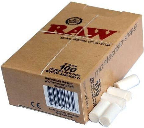 Raw Vată pentru țigări Simplu 8mm 100x1buc