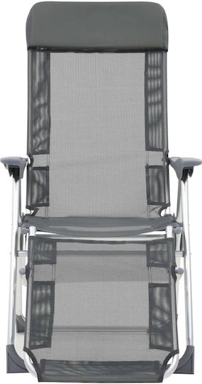 vidaXL Lounger-Armchair Beach Aluminium with Recline 5 Slots Gray 58x78x114cm Set of 2pcs