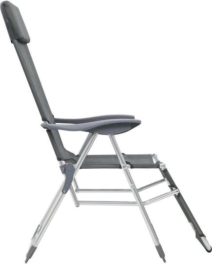vidaXL Lounger-Armchair Beach Aluminium with Recline 5 Slots Gray 58x78x114cm Set of 2pcs