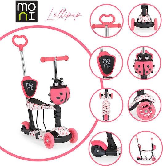 Moni Kids Scooter Lollipop 3-Wheel with Seat Fuchsia