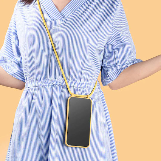 Techsuit Back Cover Σιλικόνης με Λουράκι Κίτρινο (Honor X8a)