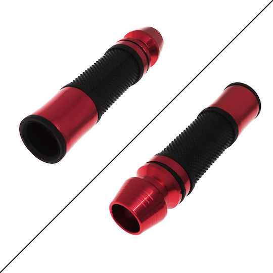 Motorcycle Grips with Handlebar Counterweights in Red Colour