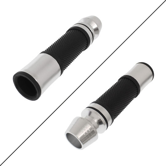 Grips with Handlebar Counterweights in Silver color