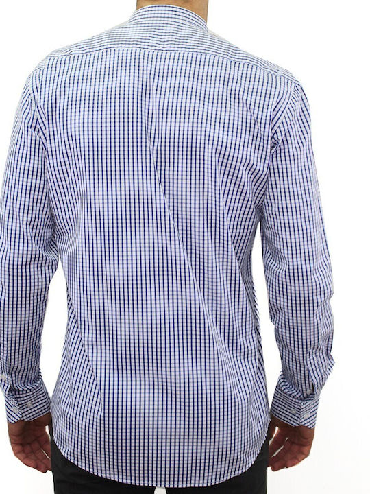 Dors Men's Shirt Long Sleeve Cotton Checked Blue