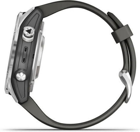 Garmin Fenix 7S Pro Solar Edelstahl 42mm Wasserdicht Smartwatch mit Pulsmesser (Silver with Graphite Band)