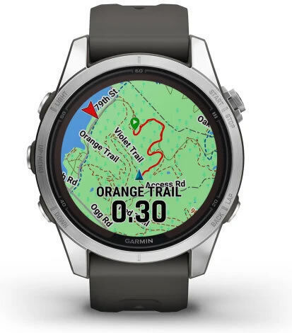 Garmin Fenix 7S Pro Solar Edelstahl 42mm Wasserdicht Smartwatch mit Pulsmesser (Silver with Graphite Band)
