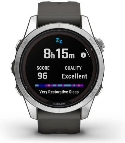 Garmin Fenix 7S Pro Solar Edelstahl 42mm Wasserdicht Smartwatch mit Pulsmesser (Silver with Graphite Band)