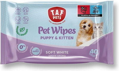 Pet Interest Pet Puppy & Kitten Soft White 40 Μαντηλάκια Σκύλου για Καθαρισμό Σώματος με Άρωμα Χαμομήλι