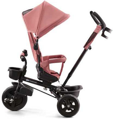 Kinderkraft Aston New Kids Tricycle Convertible, With Storage Basket, Sunshade & Push Handle for 9+ Months Pink