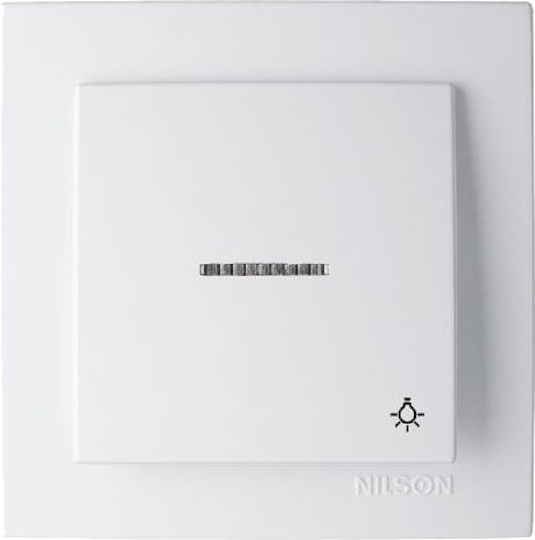 Nilson Complete Wall Push Bell Button with Frame με Ενδεικτική Λυχνία 12V White 24111013