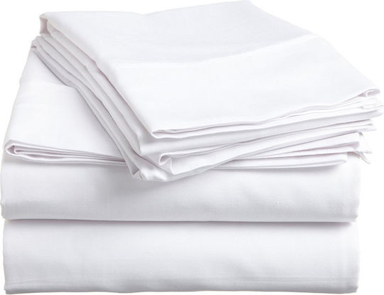 Lino Home Vivara Hotel Sheet White King Size 270x290cm 100% Cotton 1pcs