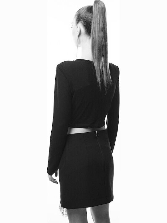 Γυναικείο Crop Top Μακρυμάνικο Μαύρο