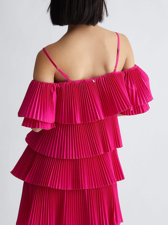 Liu Jo Mini Evening Dress with Ruffle Fuchsia