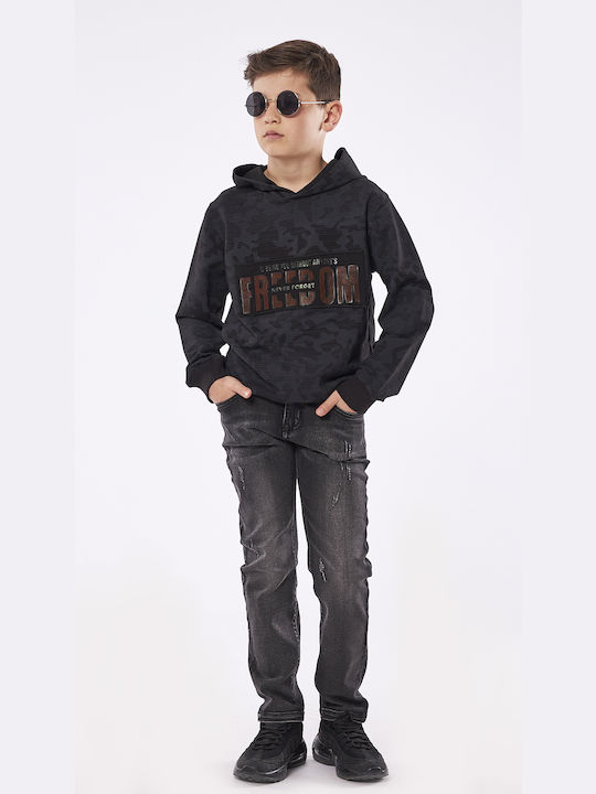 Hashtag Kids Sweatshirt with Hood Black