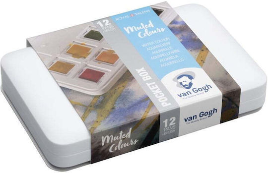 Royal Talens Van Gogh Pocket Box Muted Colours Set of Watercolours Multicolored with Brush 12pcs 20808644