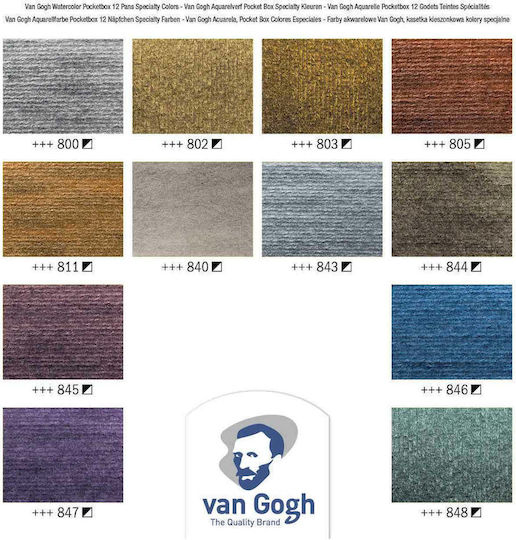 Royal Talens Van Gogh Pocket Box Set of Watercolours Multicolored with Brush 12pcs