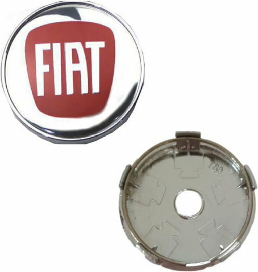 Radnabenkappen Fiat mit Innendurchmesser 56mm Rot/Chrom 4Stück