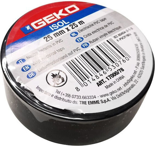 Geko Μονωτική Ταινία 25mm x 25m Μαύρη