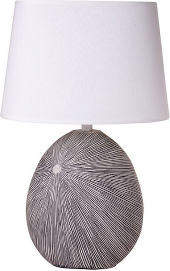 Etoile Ceramică Vintage Lampă de masă pentru Soclu E27 cu Abajur Alb și Bază Gri