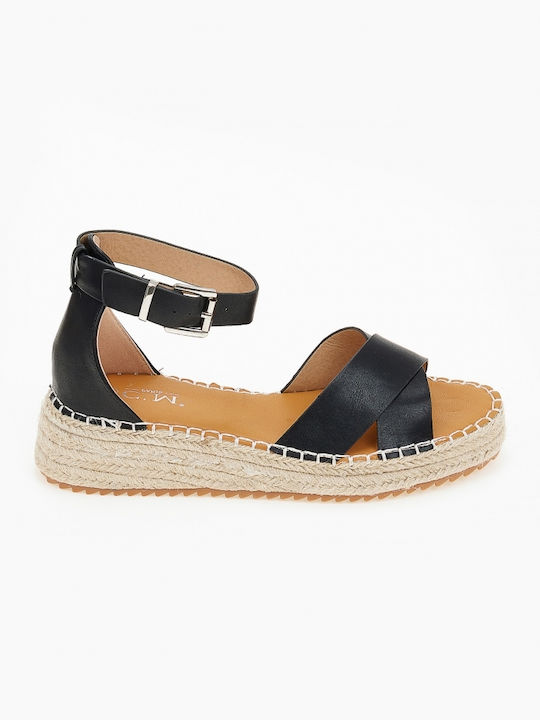 Issue Fashion Platforme dama în stil espadrile Negre