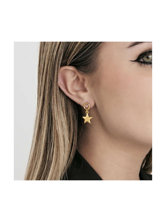 Luca Barra Earrings Pendants made of Steel Gold Plated