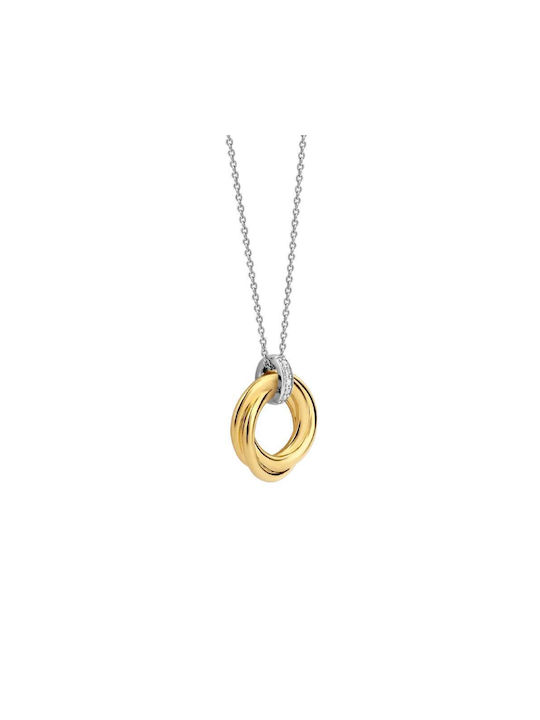 Ti Sento Necklace from Gold Plated Silver with Zircon