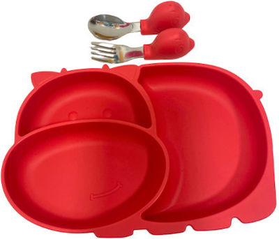 Baby Food Container Set Hippo made of Silicone Red