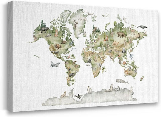 Walls Kids Wall Art Green Map Animals