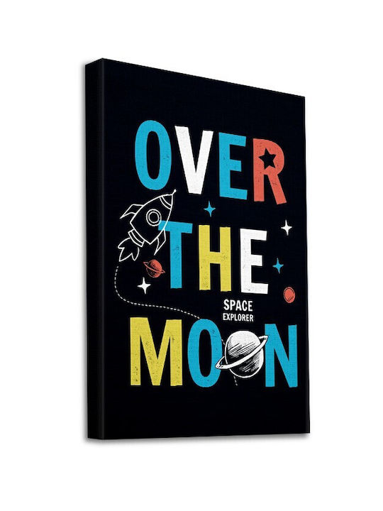 Walls Детско Рамка Over Moon с Черна Рамка на Платнен 15x20см
