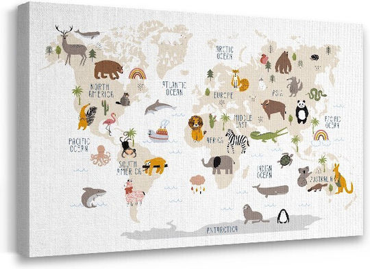 Walls Kids Wall Art Map Animals