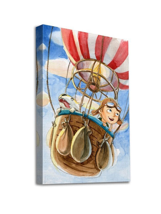 Walls Kids Wall Art Travel Hot Air Balloon with White Frame on Canvas 20x30cm