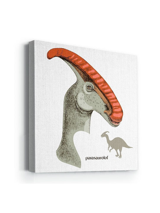 Walls Kids Wall Art Unique Dinosaur with White Frame from Wood 50x50cm