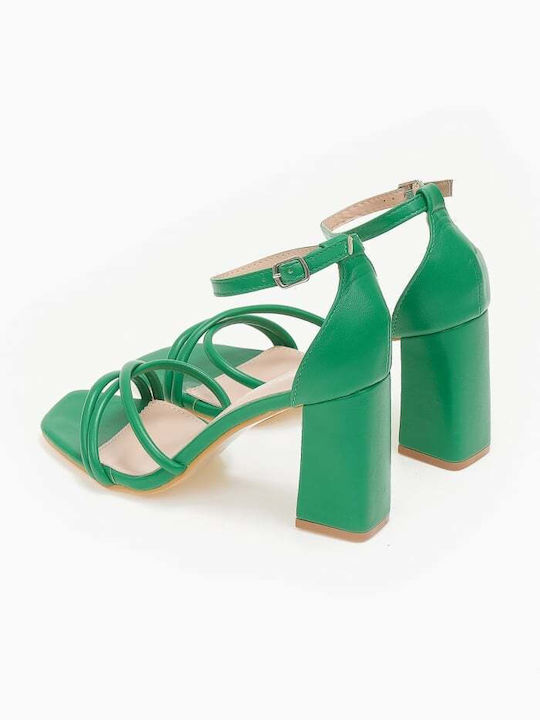 Issue Fashion Sandale dama cu Gros Toc Inalt in Culorea Verde