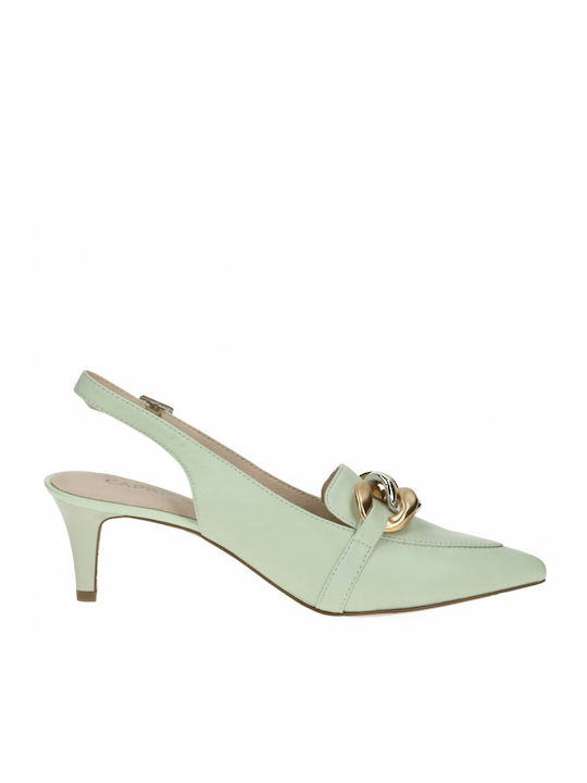 Caprice Anatomic Leather Pointed Toe Green Heels