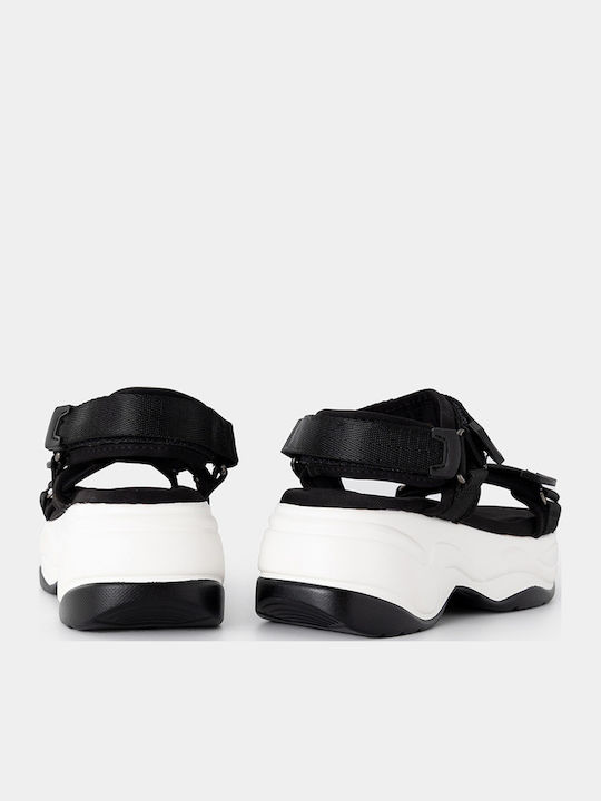 Women's Flat Sandals with Strap in Black Color