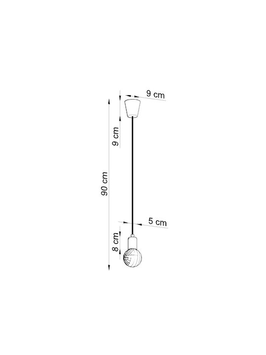 Sollux Diego 1 Κρεμαστό Φωτιστικό Μαύρο με Ντουί E27 13x13εκ.
