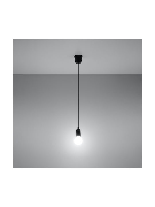 Sollux Diego 1 Κρεμαστό Φωτιστικό Μαύρο με Ντουί E27 13x13εκ.