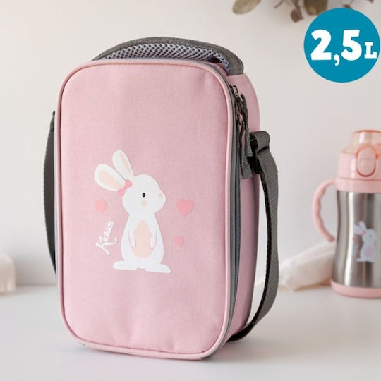 Kiokids Lovely Bunny Kids' Insulated Lunch Bag Handbag 2.5L Pink 25x7x27cm
