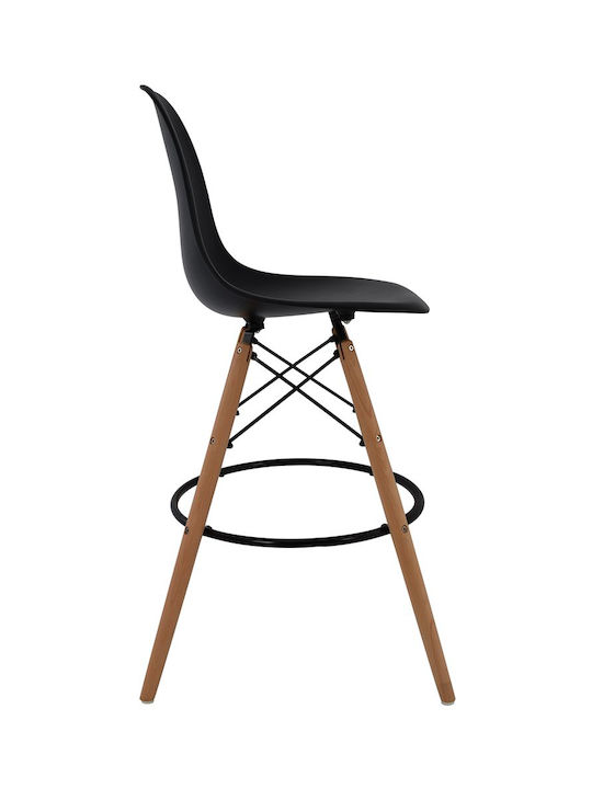 Hocker Bar mit Rückenlehne aus Polypropylen Fiore Schwarz 57x57x106cm