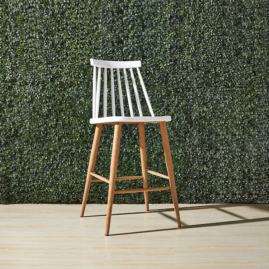 Hocker Bar mit Rückenlehne aus Polypropylen Nolan Weiß 4Stück 43x49x107cm