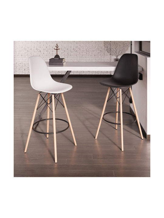 Hocker Bar mit Rückenlehne aus Polypropylen Fiore Schwarz 57x57x106cm