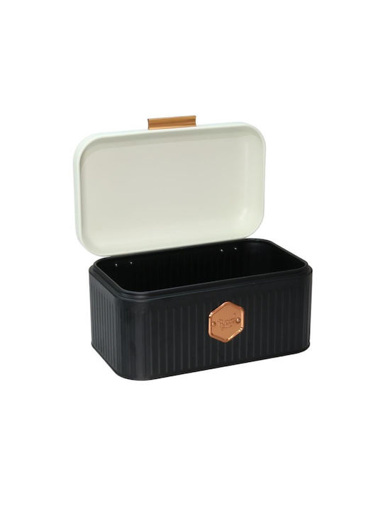 Viosarp Ψωμιέρα με Καπάκι Μεταλλική Μαύρη 30x18.5x16.5cm 5206753040293
