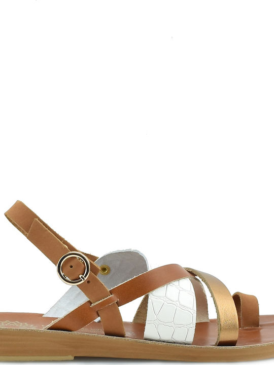 Ateneo Leather Women's Flat Sandals with Strap