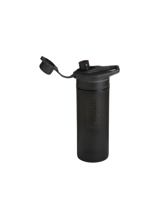 Plastic Water Bottle with Mouthpiece and Filter 710ml Black