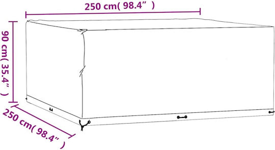 vidaXL Waterproof Dining Table Cover Black 250x250x90cm