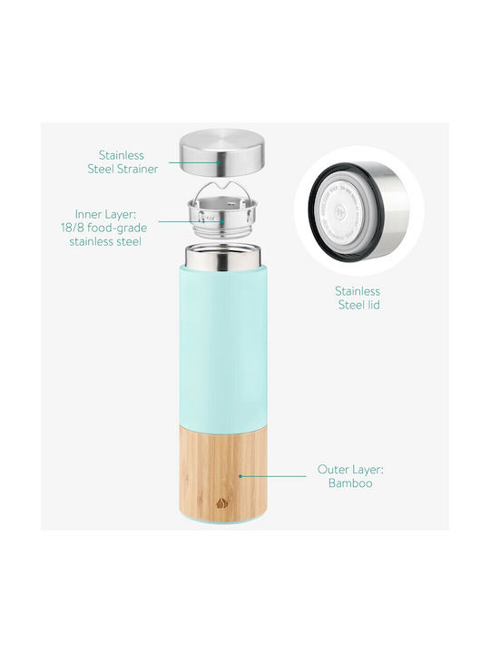 Navaris Glass Water Bottle with Screw Cap Blue 500ml