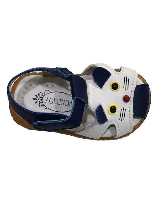 Kinder Sandalen Πέδιλο mit Klettverschluss & Lichtern Weiß