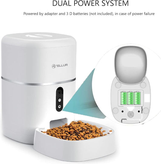 Tellur Automatisch Schalen Futter & Wasser Langsame Fütterung für Hund & Katze 2x 4lt 28.9cm in Weiß Farbe